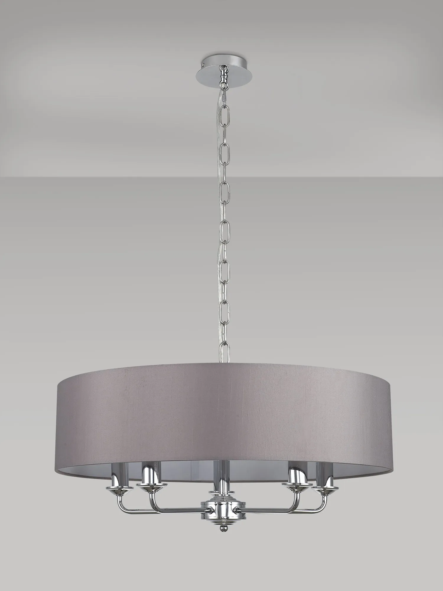 Banyan 60cm 5 Light Pendant Polished Chrome; Grey DK0005  Deco Banyan CH GR